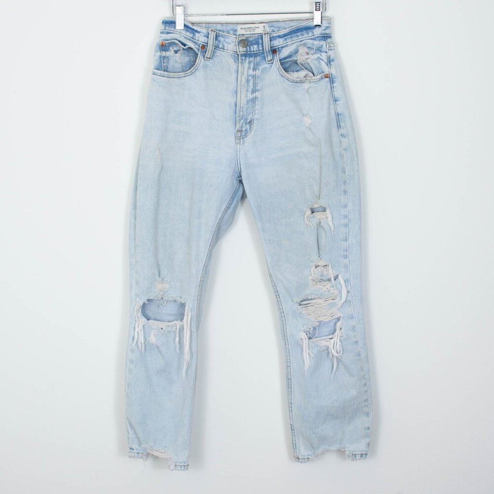 Abercrombie & Fitch The Ankle Straight Ultra High Rise Curve Love Destroy Jeans